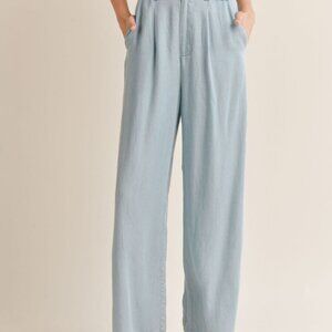Women's Chambray Trouser Pants | Light Wash Denim